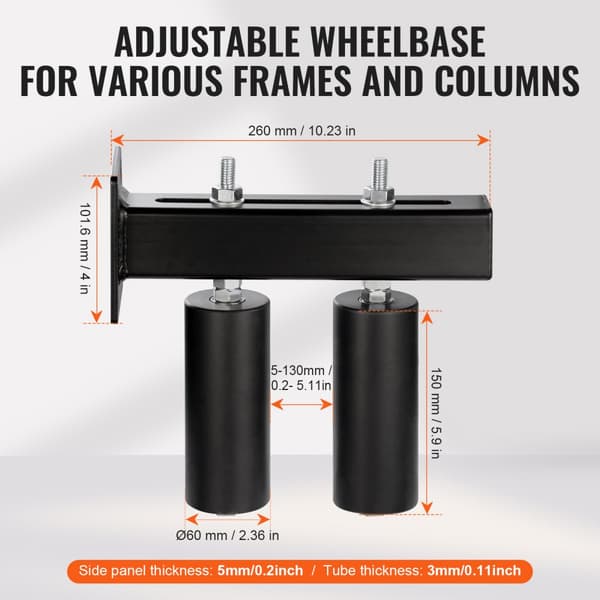6” Sliding Gate Kit, Justerbar rullende hardware med T-beslag, ideel til dører, nem installation, robust design.