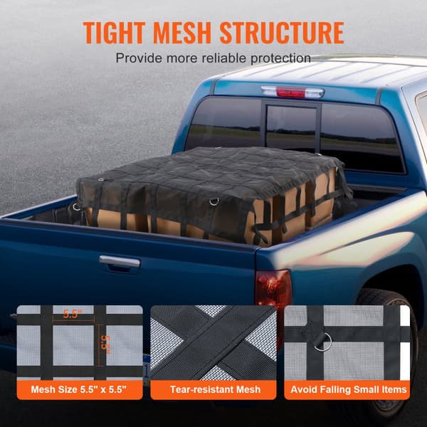 Heavy Duty Cargo Net 72x57, Justerbare spænder, S-kroge, Stærk og holdbar til transport og lastbeskyttelse.