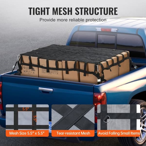 Heavy Duty Cargo Net 72x57, Justerbare spænder, S-kroge, Stabil lastbeskyttelse, Ideel til transport og opbevaring.