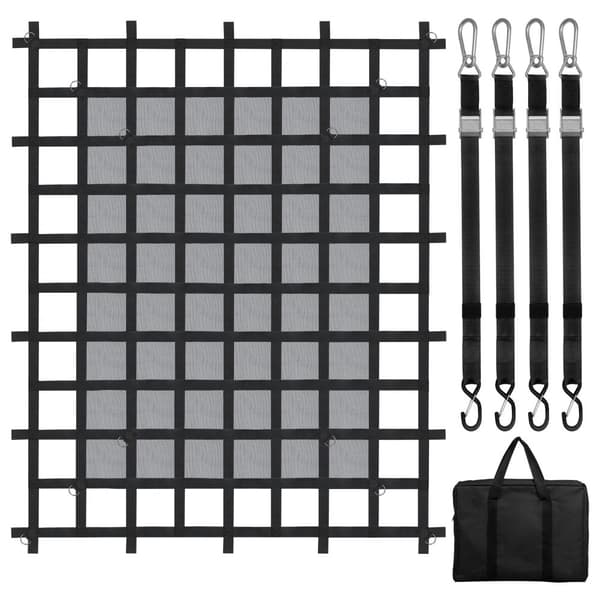 Heavy Duty Cargo Net 72x57, Justerbare spænder, S-kroge, Stabil lastbeskyttelse, Ideel til transport og opbevaring.