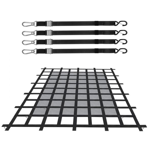 Heavy Duty Cargo Net 72x57, Justerbare spænder, S-kroge, Stabil lastbeskyttelse, Ideel til transport og opbevaring.