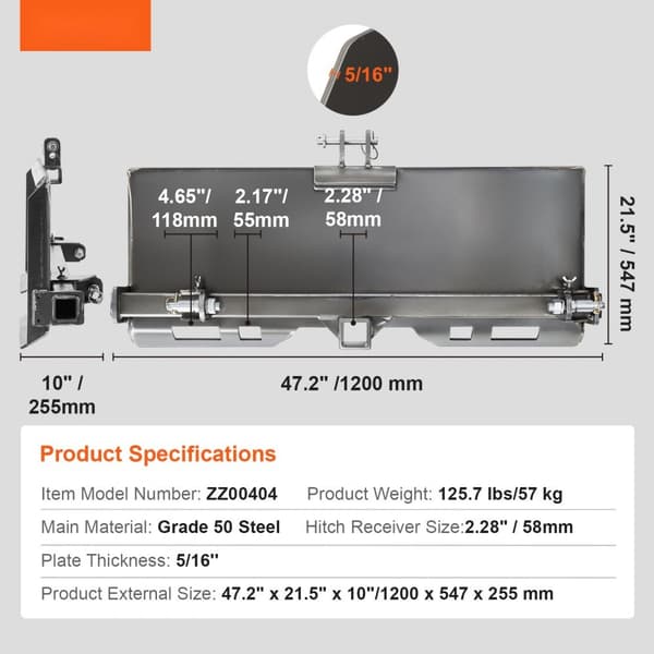Universal 3-punkts Skid Steer-plade 5/16, robust fastgørelsesplade til Skid Steer, holdbar konstruktion, nem installation.