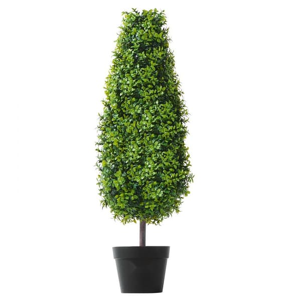 2-pak Kunstig Buksbom Topiary Træ, UV-bestandig, Dekorativ Plante til Indendørs/Udendørs Brug