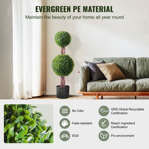 2-pak 3' kunstig buksbom Topiary, UV-bestandig faux plante til indendørs/udendørs brug, elegant dekoration.