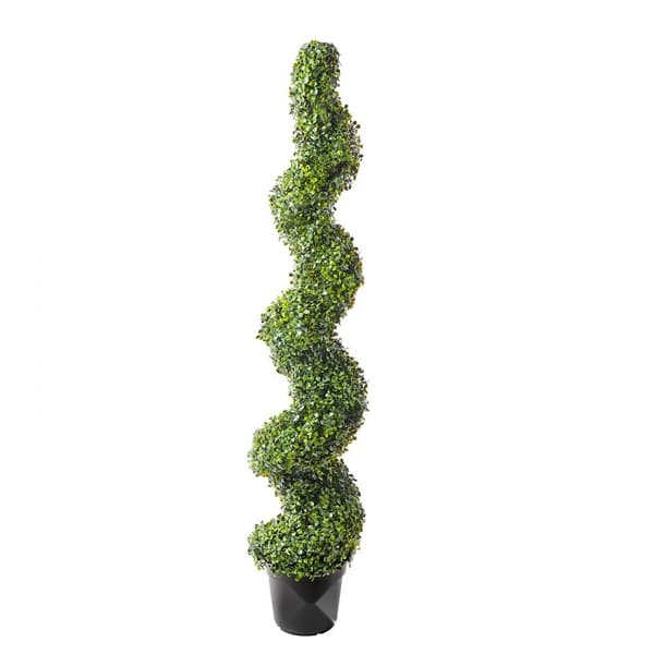 2-pak 5' kunstig buksbom topiary træ, UV-beskyttet dekoration til indendørs/udendørs brug, holdbar og stemningsfuld.