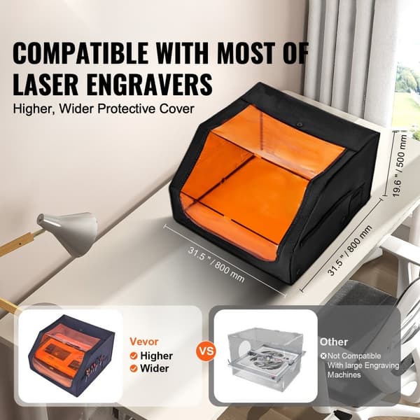 Lasergraveringskabinet 31,5 x 31,5 x 19,6 cm, brandsikkert beskyttelsesdæksel, holdbar konstruktion, ideel til værksteder.