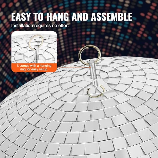 Spegel Disco Boll 12 Tum Silver, Partydisco Boll med Hängande Ring, Perfekt för Festdekorationer och Utmärkt Reflexion