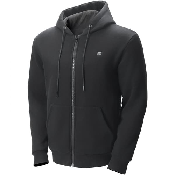 Värmehuva Sweatshirt Zip Up Unisex, Batteridriven, XL Svart, Komfort och Stil för Kyliga Dagar
