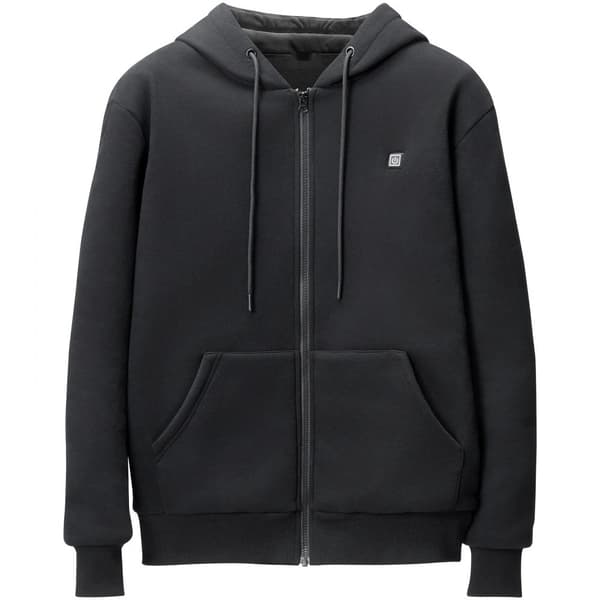 Värmehuva Sweatshirt Zip Up Unisex, Batteridriven, XL Svart, Komfort och Stil för Kyliga Dagar