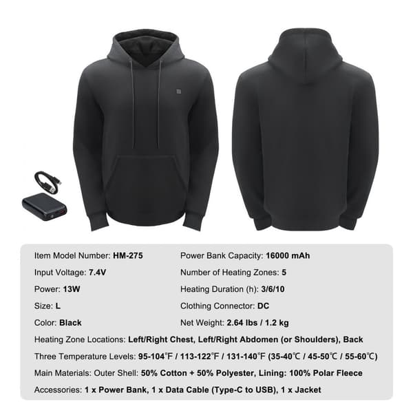 Lämmitetty Unisex-Huppari Paristolla, Koko L, Musta, Miehille ja Naisille, Mukava ja Tyylikäs