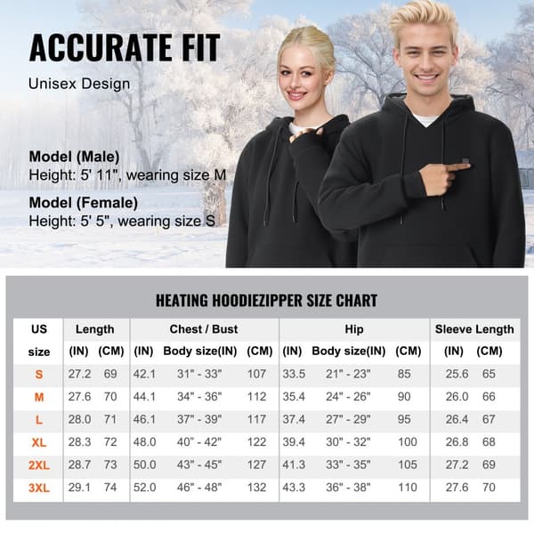XXXL Musta Unisex-Lämmitetty Huppari Akulla, Miehille ja Naisille, Mukava ja Tyylikäs, Talvi- ja Ulkoilukäyttöön