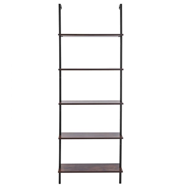 Industriel firkantet rørhylde 5 niveauer, 24x11,8 tommer, vægmontering til soveværelse, pladsbesparende, robust, moderne design.