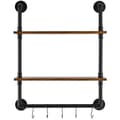 Miniatyrbillede 10 af 11: Industriel rørhylde 2-lags 24x7,87 tommer, vægmonteret opbevaring til køkken og soveværelse, robust design.