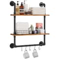 Miniatyrbillede 1 af 11: Industriel rørhylde 2-lags 24x7,87 tommer, vægmonteret opbevaring til køkken og soveværelse, robust design.