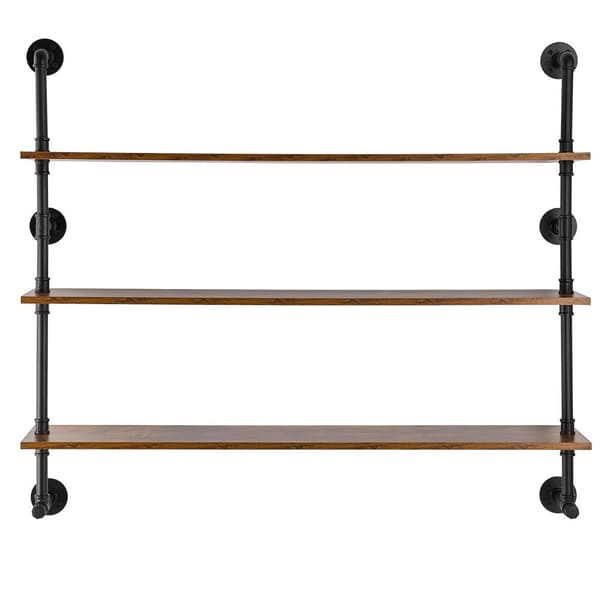 Teollisuusputkihylly 3-taso, seinäteline keittiöön, 48x9,84 tuumaa, makuuhuoneen säilytysratkaisut