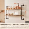 Miniatyrbillede 7 af 11: Industriel rørhylde 2 niveauer, 48x9,84 tommer, vægmontering til køkken og soveværelse, robust design, opbevaringsløsning.