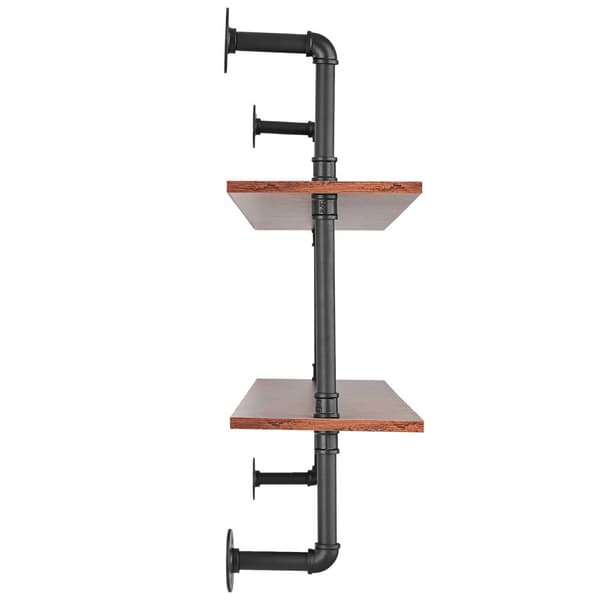 Industriel rørhylde 2 niveauer, 48x9,84 tommer, vægmontering til køkken og soveværelse, robust design, opbevaringsløsning.