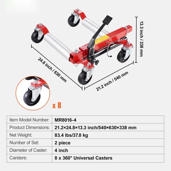 Robust hjul dolly til bilpositionering, 1500 lbs, 2 pakker, tung belastning, nem transport og opbevaring.
