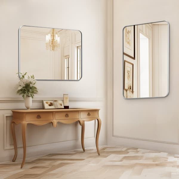 Fyrkantig väggmonterad spegel 22x30, aluminiumram, modern design, elegant väggdekor, perfekt för badrum och vardagsrum