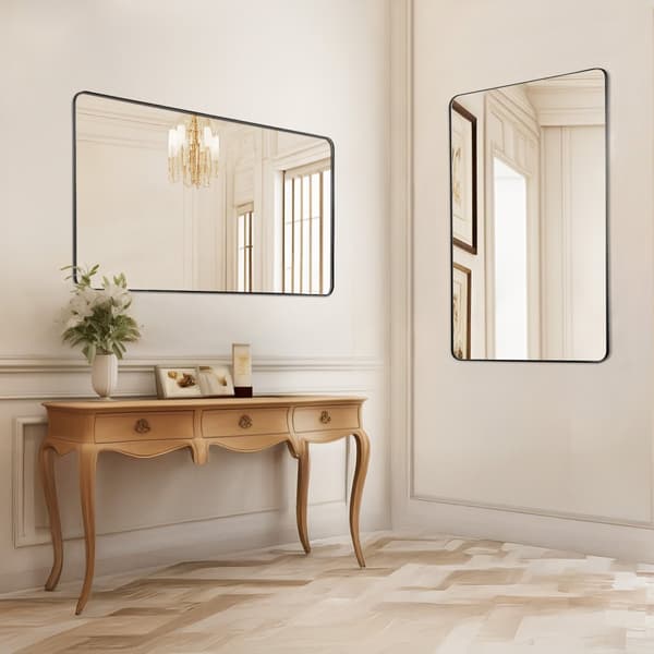 Fyrkantig väggmonterad spegel 24 x 36, aluminiumlegering, elegant design, lättinstallerad, perfekt för hemmet eller kontoret