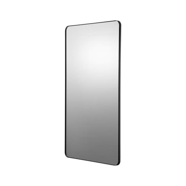 Firkantet vægmonteret spejl 30 x 48, aluminiumsramme, moderne design, holdbar kvalitet, perfekt til stuen eller badeværelset.