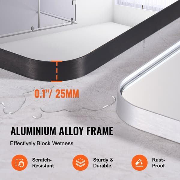 Firkantet vægmonteret spejl 30x55, med ramme af aluminiumslegering, moderne design, perfekt til stue eller badeværelse.