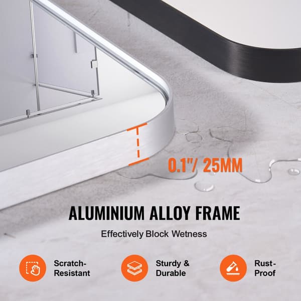 Firkantet vægmonteret spejl 32x72, aluminiumsramme, moderne design, perfekt til badeværelse og stue, holdbart og stilfuldt.