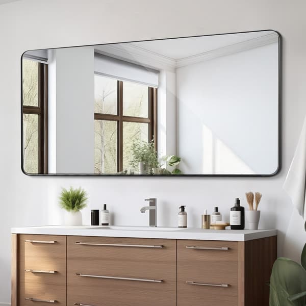 Firkantet vægmonteret spejl 36x72, aluminium ramme, moderne design, holdbart, perfekt til badeværelse og stue.