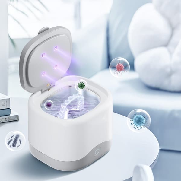 Ultraljudstvätt för Protes 200ML, Rengöringsmaskin med UV-teknik, Effektiv och snabb rengöring, Kompakt design, Säker användning