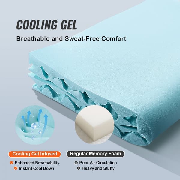 Madrass Topper Memory Foam med Cooling Gel, Queen Size, 50,8 mm, perfekt för sval sömn och komfort