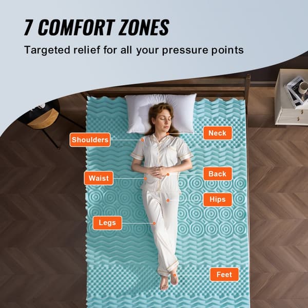 Madrass Topper Memory Foam med Cooling Gel, Queen Size, 50,8 mm, perfekt för sval sömn och komfort