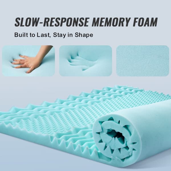 Madrass Topper Memory Foam med Cooling Gel, Queen Size, 50,8 mm, perfekt för sval sömn och komfort