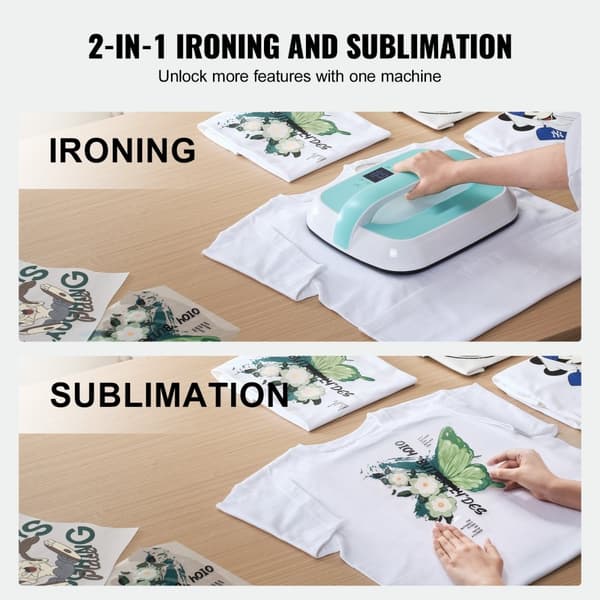 12x10 Bærbar Varmepresser, Grøn+Hvid, Heat Transfer Maskine, Hurtig Opvarmning, Digital Temperaturkontrol.