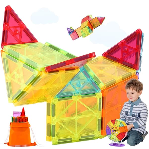 Magnetiska plattor 180 ST, 3D-byggleksak för barn, Kreativ leksak, Utvecklar motorik och fantasi, Lärande genom lek