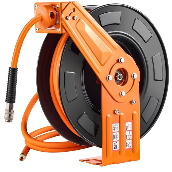 Infällbar luftslangrulle 3/8 tum x 65 fot, hybrid med 300 PSI maxtryck, lättanvänd och förvaring, perfekt för hemma och industriellt bruk