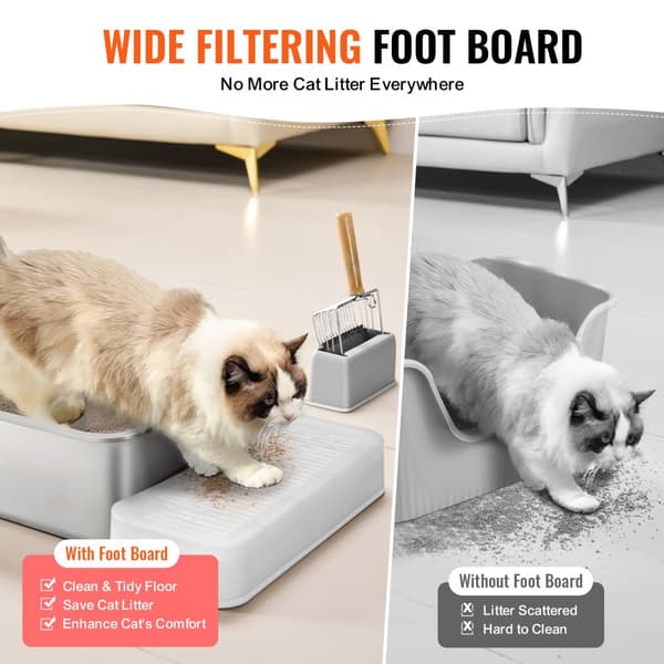 Luktfri kattsandlåda 6 i djup, lätt att rengöra, hållbar design, optimal luktkontroll, filtrerande fotbräda