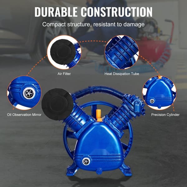 Luftkompressorpump 5,5HK, 5,75CFM @ 90PSI, 2-cylindrig kolvpump, effektiv industriell pump för kraftfulla behov