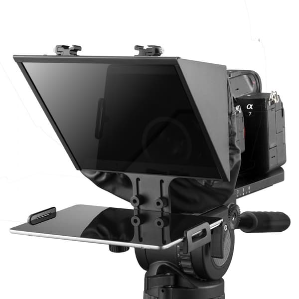 13'' gulvteleprompter, fjernbetjening til webcam & smartphone, live streaming, nem at bruge, justerbar højdedesign.