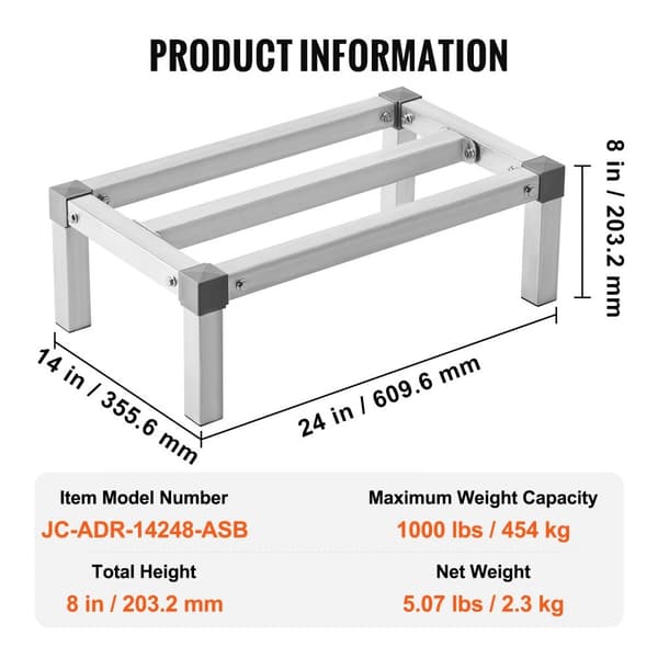 Aluminiumsstativ til opbevaring 24 x 14 x 8 i staldstil, robust og pladsbesparende design, perfekt til e-handelsforhandlere.