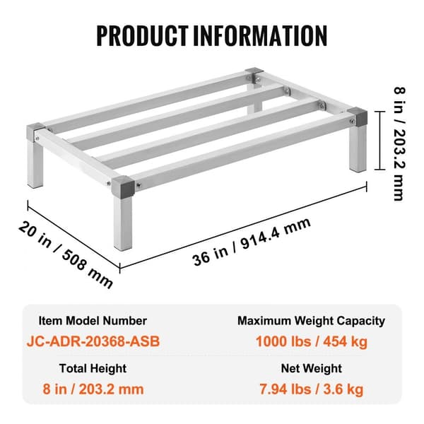 Stödställ i aluminium 36x20x8, Effektivt förvaringsställ, Stabil lösning för organiserad arbetsyta