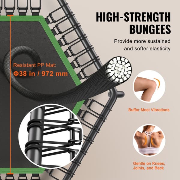 Mini Fitness Trampoliini Aikuisille, 54,5 cm, Sisäharjoittelu, Rebounder Kahvalla, Kompakti, Helppo Säilyttää