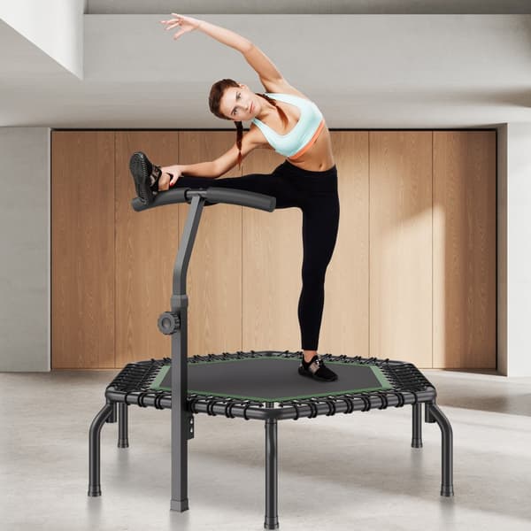 Mini Fitness Trampoliini Aikuisille, 54,5 cm, Sisäharjoittelu, Rebounder Kahvalla, Kompakti, Helppo Säilyttää