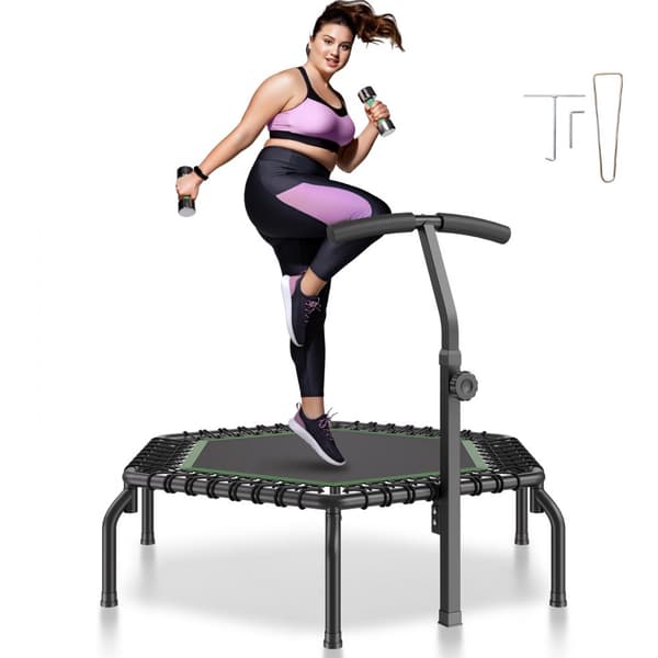 Mini Fitness Trampoliini Aikuisille, 54,5 cm, Sisäharjoittelu, Rebounder Kahvalla, Kompakti, Helppo Säilyttää