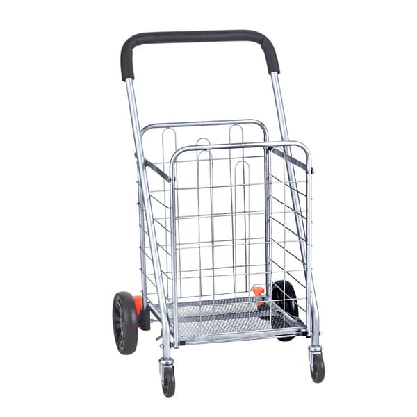 Foldbar Indkøbsvogn, Praktisk Kurv, 30 kg Kapacitet, Stærke Hjul, Ideel til Dagligvareindkøb og Transport.