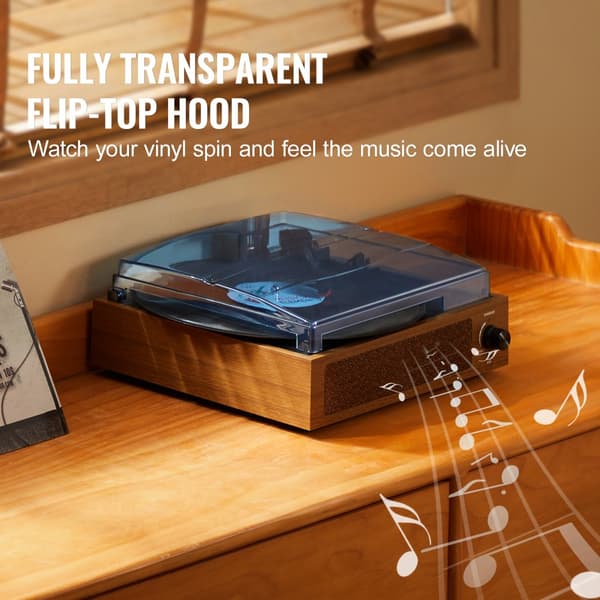 Bluetooth Vinyl Skivspelare, Portabel Retro Design, 3 Hastigheter, Utmärkt Ljudkvalitet, Bältesdriven med 3W Högtalare