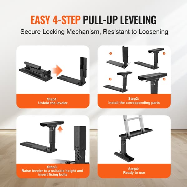 Stödställning 23,4 L x 11,4-18 tum H, Vikbar Ladder Leveller, Robust Design för Byggprojekt, Stabilitetsförbättring