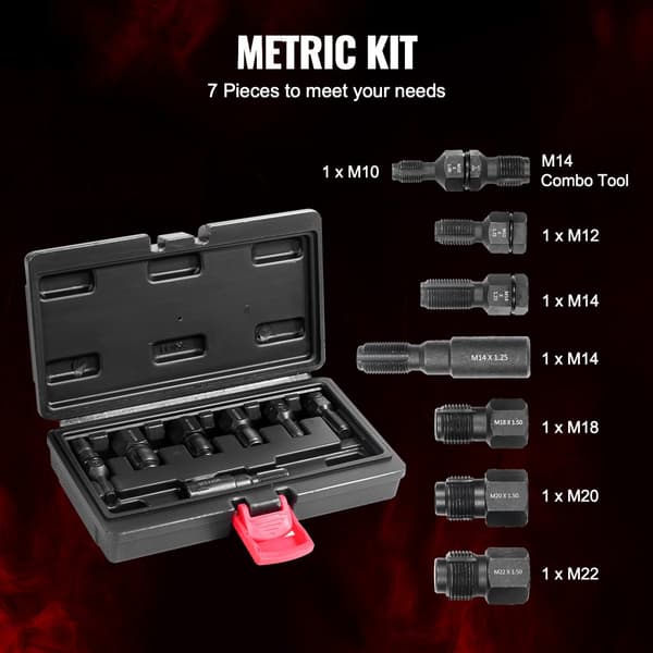 7PCS Kierretyökalusarja, mittatarkka kierrekorjaustyökalu, auton kierteiden kunnostus, tehokas ja kestävä setti
