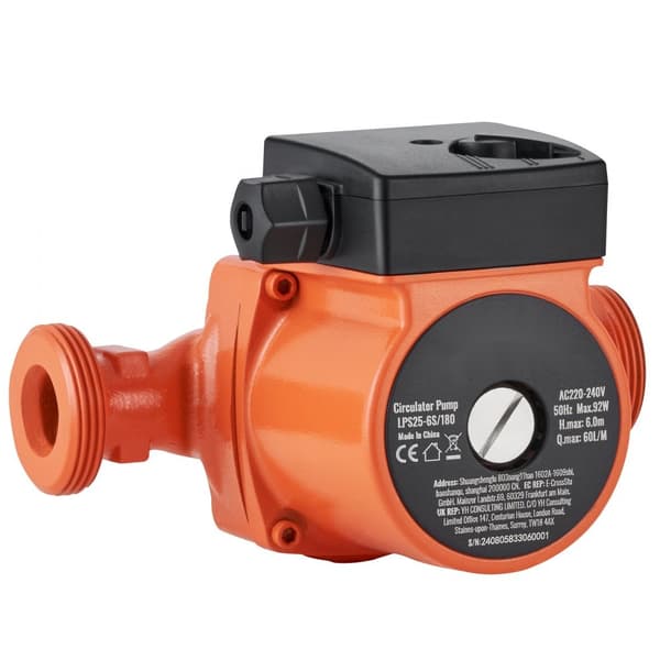 Varmvatten cirkulationspump 220V, 92W, 60 L/min max flöde, 6m lyfthöjd, 1-1/2 gänga, temperaturintervall 2°c till 110°c