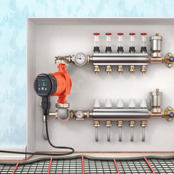 Kuuman veden kiertovesipumppu 220V 45W, ECM-kestomagneettimoottori, 60 l/min virtaus, 1-1/2 kierreliitäntä, älykäs ohjaus