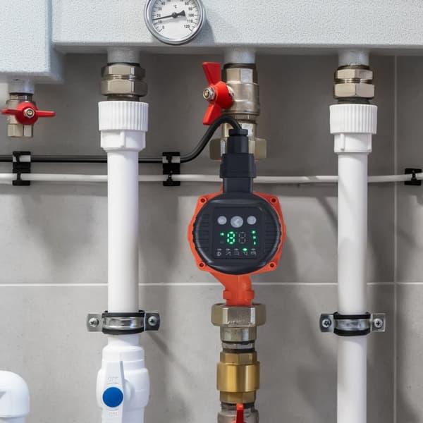 Energieffektiv cirkulationspump 220V, 60W, 67 L/min flöde, 8m lyft, högeffektiv ECM motor, 5 kontrolllägen, låg ljudnivå